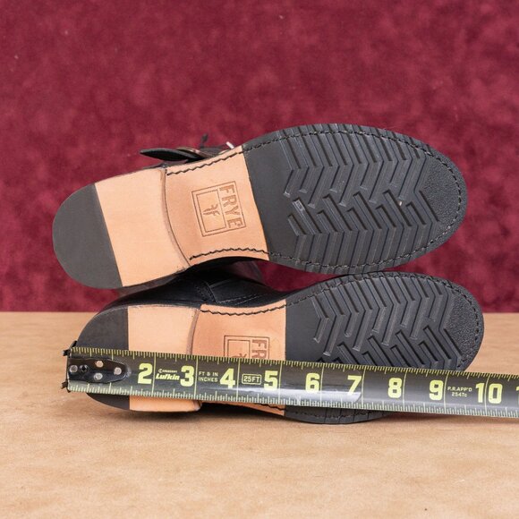 Frye Women Veronica Slouch Black Leather Moto Biker Buckle Boots size 6 - Picture 5 of 9